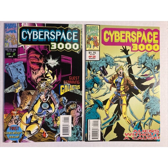 Cyberspace 3000 (1993) Marvel UK Comic Book Set 1-2 • Galactus, Aliens - Picture 1 of 5